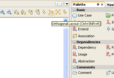 The Orthogonal Layout button on toolbar