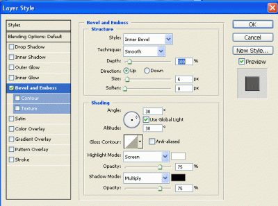 Check Bevel and Emboss