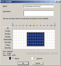 Configure Schedule on ISA Server 2006 - Create New Schedule