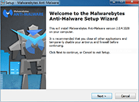 Malwarebytes Anti-Malware Installation - Welcome Page