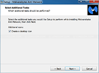 Malwarebytes Anti-Malware Installation - Select Additional Task