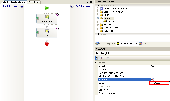 Change message type on send and receive components