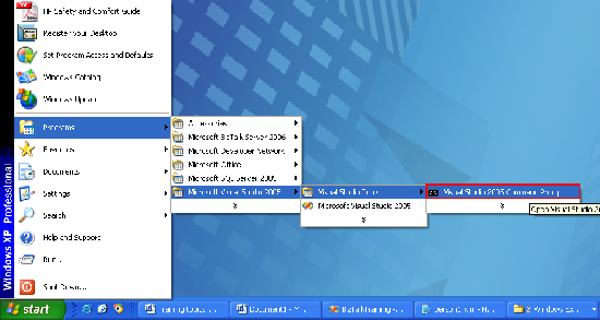 Open Visual Studio 2005 Command Prompt