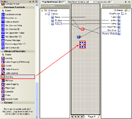 Drag Scripting functiod to map area