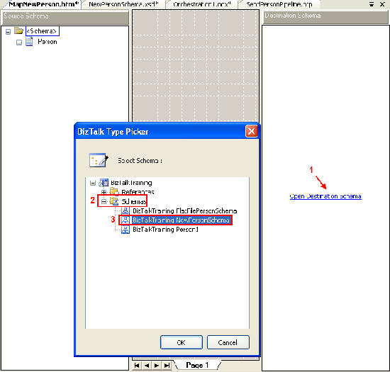 Set Destination schema