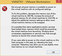 Not enough physical memory is available to power on this virtual machine