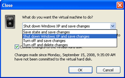 Closing options with Undo Disks Enabled