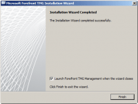 Forefront TMG 2010 Installation Wizard Completed
