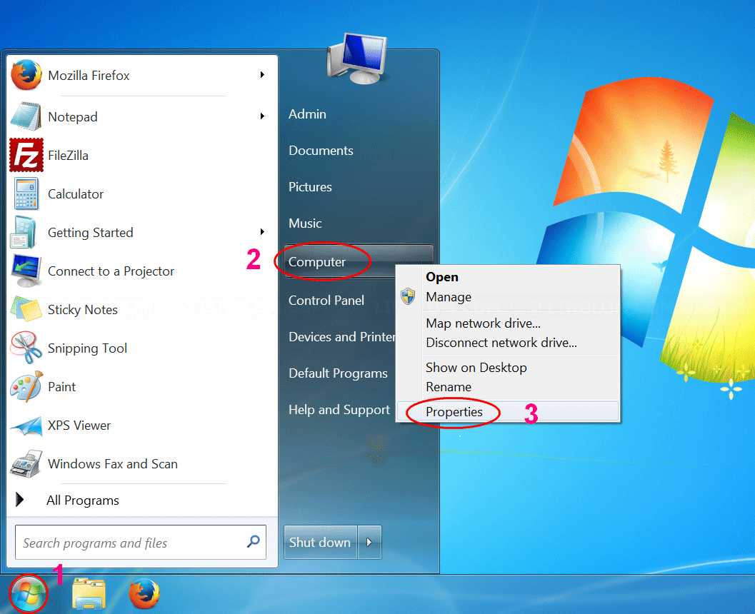 Open System Properties on Windows 7