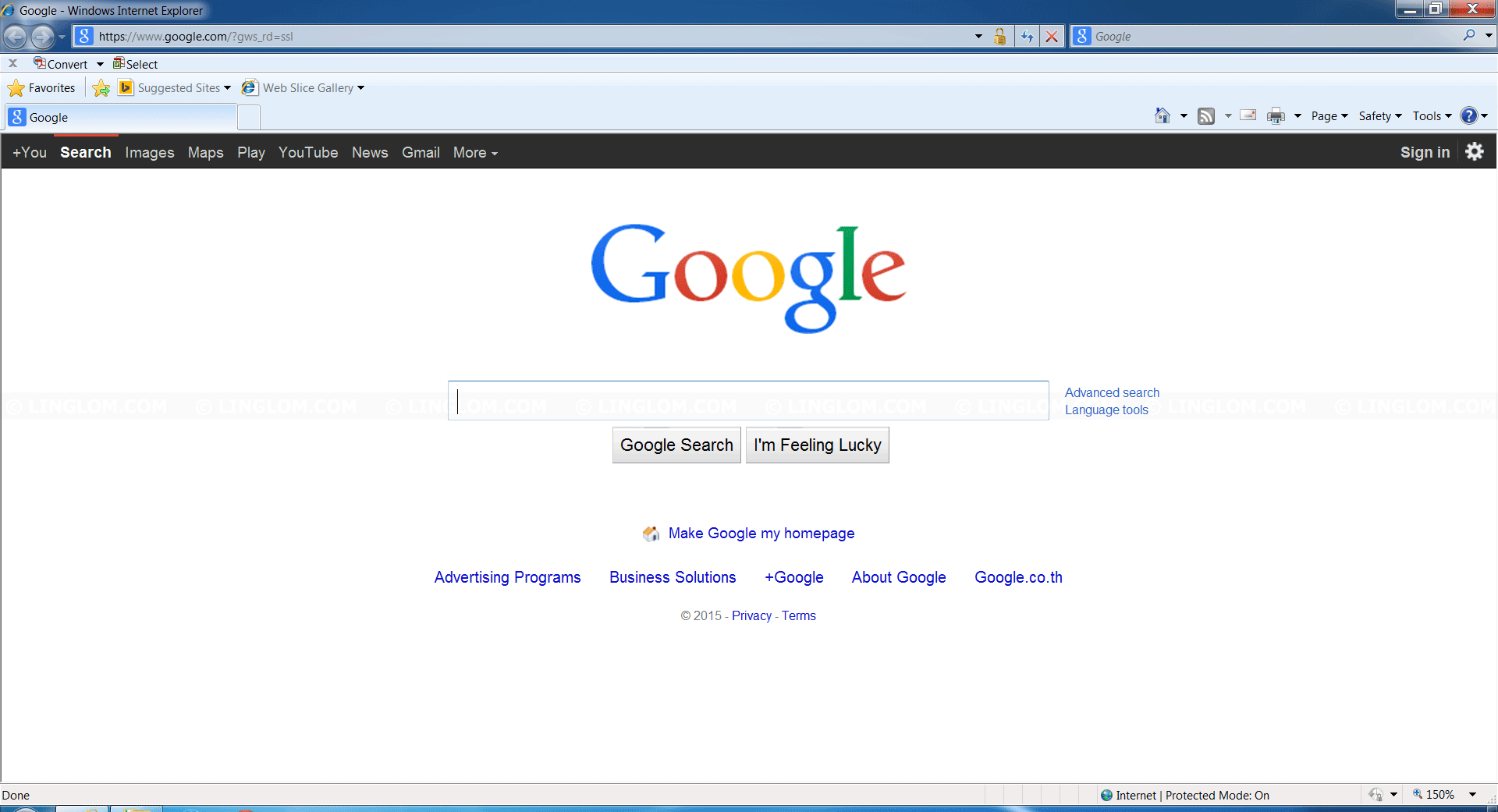 Google on Internet Explorer