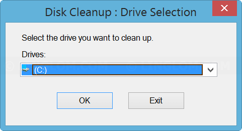 Select drive on Disk Cleanup