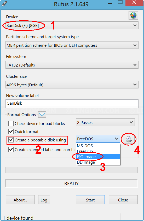 Open Rufus and select ISO image file