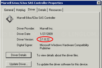 Marvell 64xx/63xx SAS controller driver version