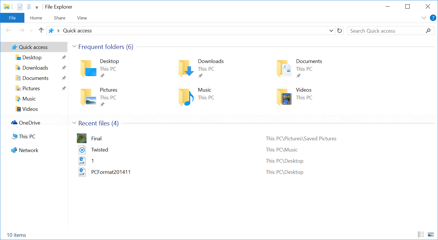 Windows 10 file explorer's quick access