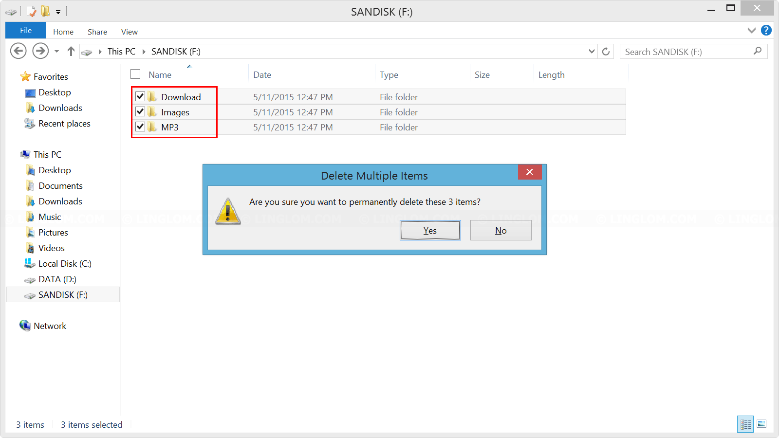 Delete files on flash drive