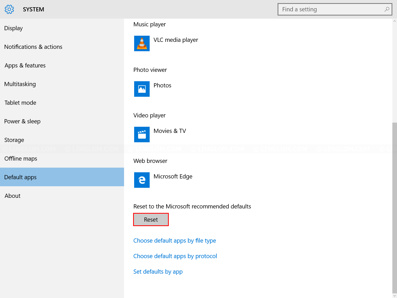 Reset default apps to Microsoft recommended defaults