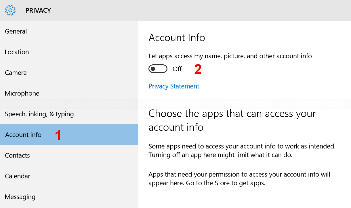 Turn off sharing account info with third-party apps