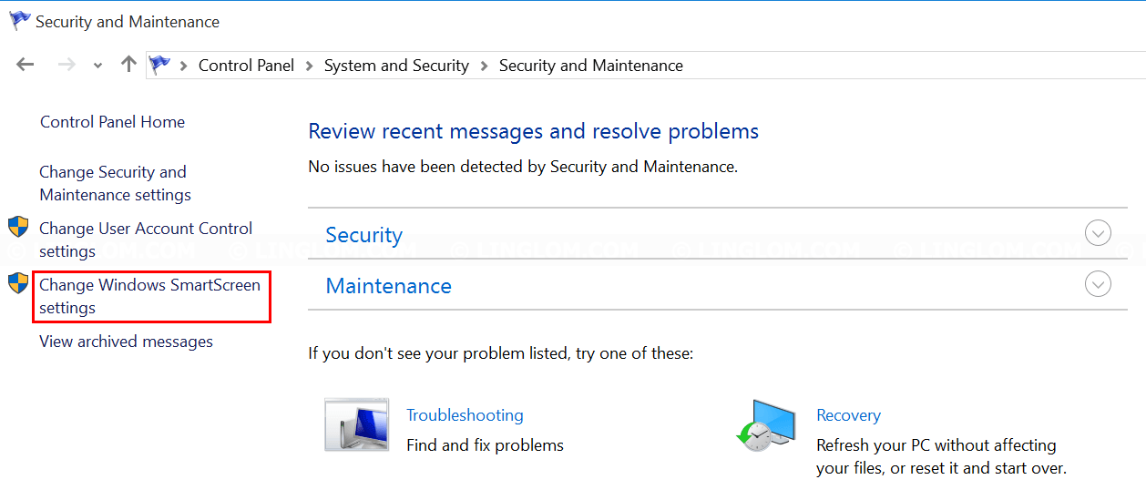 Open Windows SmartScreen Settings