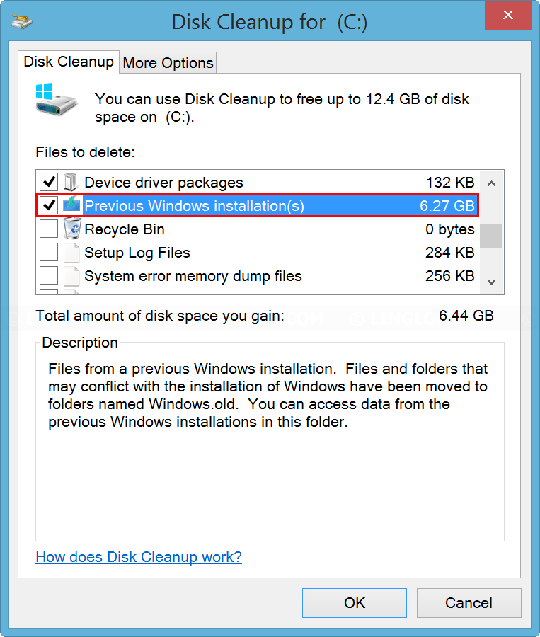 Check the option - Previous Windows installation(s)