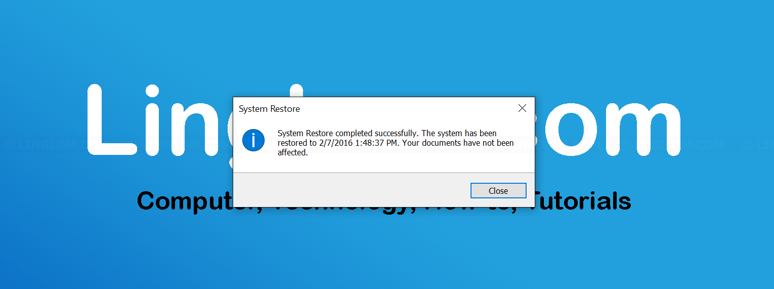 Finished restore Windows system