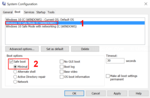 Configure minimal Safe Mode boot entry