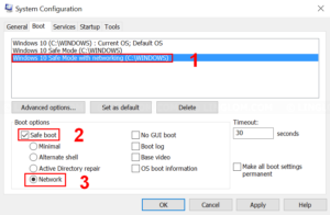 Configure Safe Mode with networking boot entry