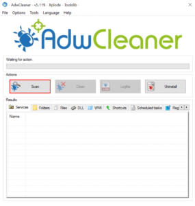 Scan your system with AdwCleaner