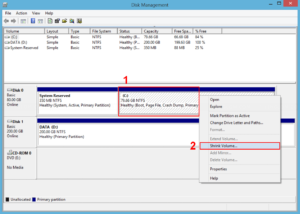 Shrink Volume in Disk Management