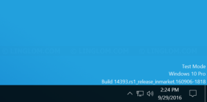 Test mode message on Windows 10