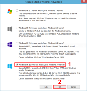 Select Windows PE 10.0