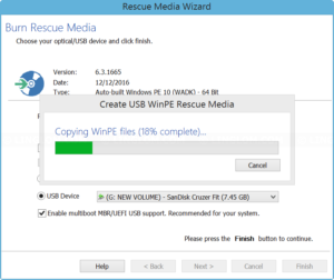 Create USB WinPE rescue media