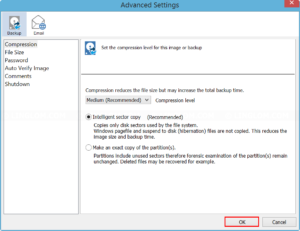 Configure Backup Advanced Settings