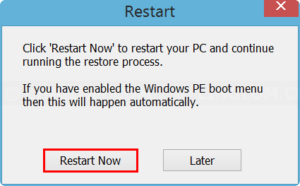 Restart to Windows PE