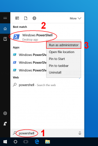 Open PowerShell as administrator