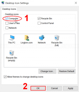 Select desktop icons to display