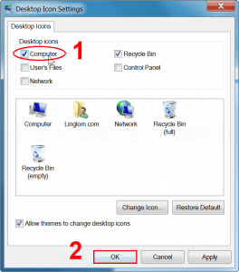 Select desktop icons to display