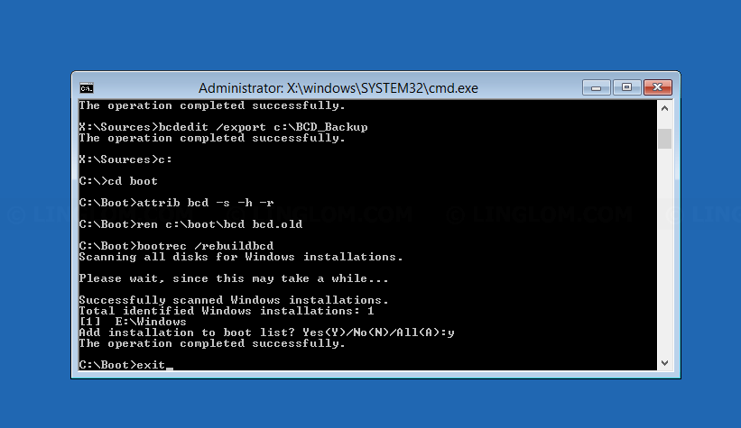 Operation successfully completed. X Windows system32. Файлы BCD как восстановить. Fixmbr. Boot Fix cmd.