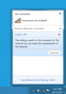 Can't connect to the wireless network