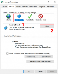 Open Sites for local intranet zone