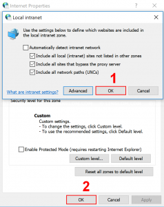 Close Internet Properties window