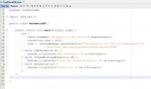 JAVA code to connect to MariaDB database