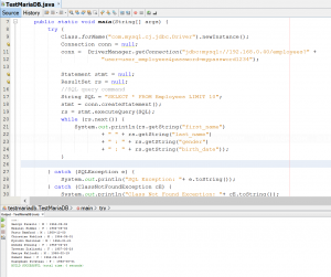 JAVA code to retrieve data from a table