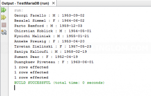 Sample java code to query from MariaDB database